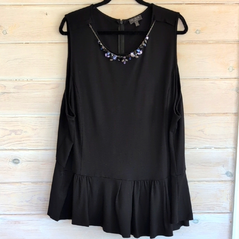 The Limited Collection Black Sleeveless Embellished Peplum Blouse Plus Size 3X
